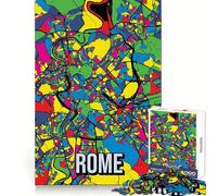 Puzzle da 1000 pezzi con mappa della città di Roma in stile Pop Art,ideale per ragazzi,stimola la creatività,crea un'atmosfera rilassante e crea un'evasione perfetta,perfetto per le vacanze