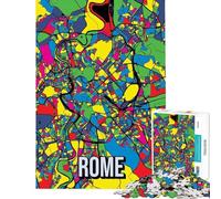 Puzzle da 1000 pezzi con mappa della città di Roma in stile Pop Art puzzle per ragazzi difficile ogni pezzo è unico giocattolo educativo 38x52cm