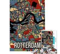 Puzzle da 1000 pezzi con mappa della città di Rotterdam Puzzle artistico per adulti attività per famiglie allena la mente e le mani riduce lo stress 38x52cm