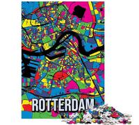 Puzzle da 1000 pezzi con mappa della città di Rotterdam stile Pop Art ideale per adolescenti perfetto per una sfida di velocità a mano libera per compleanni e Un giocattolo che stimola l'intelligenza