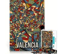 Puzzle da 1000 pezzi con mappa della città di Valencia, Spagna, incastro perfetto, gioco stimolante per la mente, ideale per il relax e come decorazione natalizia da parete (38x26cm)