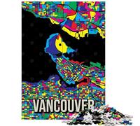 Puzzle da 1000 pezzi con mappa della città di Vancouver in stile Pop Art puzzle artistico per ragazzi sfida di velocità manuale per compleanno e Natale giocattolo che stimola l'intelligenza