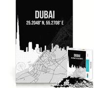 Puzzle da 1000 pezzi con mappa dello skyline di Dubai,taglio preciso,gioco di abilità cognitive,divertimento per il tempo libero,regalo di Natale rilassante (50x75cm)