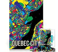 Puzzle da 1000 pezzi con mappa di Quebec City,Canada,colorato,artistico,a incastro,per giocare,allenare la concentrazione,divertente,rilassante,regalo di Natale (38x26cm)