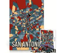 Puzzle da 1000 pezzi con mappa di San Antonio dai toni della terra,ideale per adolescenti,un passatempo stimolante e rilassante,con chiusura solida e regalo creativo (38x52cm)