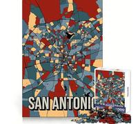 Puzzle da 1000 pezzi con mappa di San Antonio dai toni della terra,ideale per ragazzi,per allenare la memoria,per un momento di svago rilassante,con taglio perfetto e un bel regalo (50x75cm)