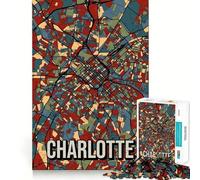 Puzzle da 1000 pezzi con mappa retrò di Charlotte,taglio preciso,divertente gioco di abilità mentale,ideale per il tempo libero e le festività (50x75cm)