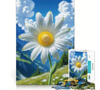 Puzzle da 1000 pezzi con margherita bianca in un prato di montagna per adolescenti Divertimento stimolante per la mente,pezzi di dimensioni uniformi e precisi,attività rilassante di gruppo al chiuso