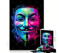 Puzzle da 1000 pezzi con maschera anonima e grafica al neon ideale per adolescenti per stimolare la mente con incastri precisi perfetto per il gioco in famiglia e per la decorazione della casa