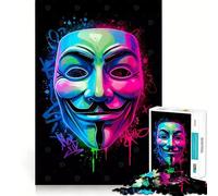 Puzzle da 1000 pezzi con maschera anonima e grafica al neon ideale per adolescenti per stimolare la mente con incastri precisi perfetto per il gioco in famiglia e per la decorazione della casa