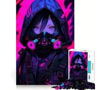 Puzzle da 1000 pezzi con maschera antigas a tema ragazza anime,gioco di concentrazione,tecnica di taglio professionale,hobby affascinante per i momenti di svago (38x26cm)