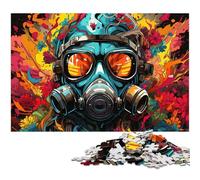 Puzzle da 1000 pezzi con maschera antigas psichedelica colorata per adulti gioco educativo sfida giocattolo regali di Babbo Natale segreto 1000 pezzi (75x50 cm)