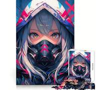 Puzzle da 1000 pezzi con maschera da ragazza anime cyberpunk per adulti, gioco creativo, dettagli nitidi, vera sfida, arte per la casa (38x26cm)