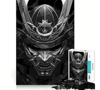 Puzzle da 1000 pezzi con maschera da samurai in bianco e nero, ideale per ragazzi, per migliorare la memoria, alleviare la tensione e creare un'opera d'arte raffinata (38x26cm)