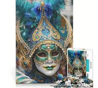 Puzzle da 1000 pezzi con maschera di Carnevale veneziana e piume giocattolo fai-da-te rilassante e stimolante per la mente compleanno e Natale 50x75cm