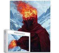 Puzzle da 1000 pezzi con maschera di fiamma, per adulti, con sfondo di montagna e neve, puzzle artistico, impegnativo, giochi di attività familiari, colorato, fai da te, per decorazioni domestiche