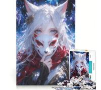 Puzzle da 1000 pezzi con maschera di volpe e volto nascosto giocattolo fai-da-te sfida difficile con pezzi completamente ad incastro di forma casuale 38x26cm