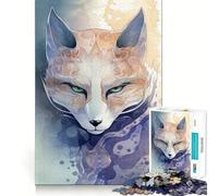 Puzzle da 1000 pezzi con maschera di volpe Kitsune mistica per adolescenti, stimola la memoria, riduce lo stress e crea un'immagine tridimensionale da appendere al muro (50x75cm)