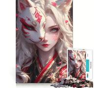 Puzzle da 1000 pezzi con maschera di volpe Sakura per adolescenti, gioco di logica fine, facile da usare, bordi puliti, regalo per le feste (38x52cm)