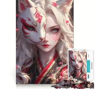 Puzzle da 1000 pezzi con maschera di volpe Sakura per adulti, ideale per stimolare la mente e il divertimento, con bordi di alta qualità e un'opera d'arte da collezione (50x75cm)