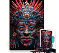 Puzzle da 1000 pezzi con maschera indigena Huchiol per adulti, gioco creativo, dettagli nitidi, vera sfida, arte per la casa (38x26cm)