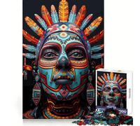 Puzzle da 1000 pezzi con maschera indigena Huchiol per adulti, ideale per giochi creativi, con uno spessore realistico e una vera sfida (50x75cm)
