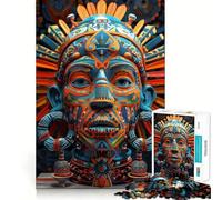 Puzzle da 1000 pezzi con maschera indigena Huchiol per adulti, per stimolare la riflessione cognitiva e creare connessioni, da appendere al muro (38x52cm)