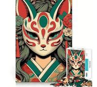 Puzzle da 1000 pezzi con maschera Kitsune per ragazze anime,gioco di memoria e richiamo mentale,incastro perfetto,nessun pezzo che si stacca,ideale da portare in viaggio,gioco per allenare,regalo