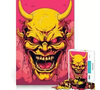 Puzzle da 1000 pezzi con maschera Oni gialla per adolescenti,gioco di abilità mentale,taglio laser per un incastro perfetto,rilassante attività di gruppo al chiuso (50x75cm)