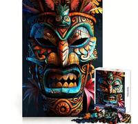 Puzzle da 1000 pezzi con maschera Tiki della tribù indigena per adulti, gioco cognitivo da interno, modello da costruire, regalo perfetto (38x52cm)