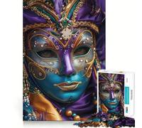 Puzzle da 1000 pezzi con maschera veneziana decorata per Carnevale, ideale per ragazzi, con memoria, leggero e rilassante, per un assemblaggio perfetto (38x52cm)