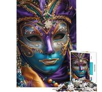 Puzzle da 1000 pezzi con maschera veneziana decorata per il Carnevale primo piano stimolante per la mente decorazione per la casa gioco per famiglie dai 14 anni in su (50x75cm)