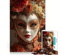 Puzzle da 1000 pezzi con maschera veneziana e copricapo floreale,gioco di abilità mentale,incastro stabile,parti che non si spostano,passatempo divertente per i lunghi weekend (38x26cm)