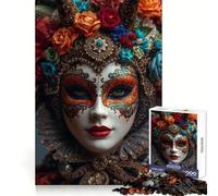 Puzzle da 1000 pezzi con maschera veneziana e copricapo floreale per adolescenti, ideale per la concentrazione, una leggera distrazione e un perfetto gioco di chiusura, regalo di Natale (38x26cm)