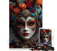 Puzzle da 1000 pezzi con maschera veneziana e copricapo floreale per adolescenti, ideale per stimolare la memoria e il tempo libero, con incastri precisi, perfetto come regalo stagionale (38x52cm)