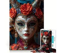 Puzzle da 1000 pezzi con maschera veneziana e corona di fiori per ragazzi,gioco stimolante per la mente,montaggio sicuro e facile da realizzare,attività divertente per tutta la famiglia (38x52cm)