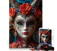 Puzzle da 1000 pezzi con maschera veneziana e corona floreale, ideale per sviluppare la destrezza mentale, perfetto per un impegno delicato, con vestibilità impeccabile e un regalo perfetto (38x52cm)