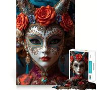 Puzzle da 1000 pezzi con maschera veneziana e corona floreale per adolescenti,ideale per stimolare,divertimento senza spazi vuoti,vestibilità perfetta,svago coinvolgente per momenti di relax in casa