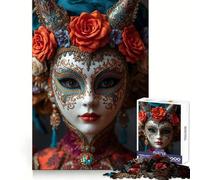 Puzzle da 1000 pezzi con maschera veneziana e corona floreale per adulti, ideale per stimolare la memoria e regalare momenti preziosi Taglio di qualità Regalo di Natale (50x75cm)