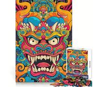 Puzzle da 1000 pezzi con maschere Oni demoniache giapponesi colorate, ideale per adolescenti, stimolante per la mente, antistress, gioco per famiglie e decorazione domestica (38x52cm)