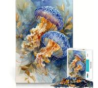 Puzzle da 1000 pezzi con meduse ad acquerello per adulti,gioco di memoria divertente con componenti robusti e ben definiti, alleviare lo stress (50x75cm)