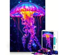 Puzzle da 1000 pezzi con meduse al neon per adolescenti, gioco stimolante per il pensiero creativo, facile e rilassante, taglio preciso, (38x26cm)