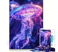 Puzzle da 1000 pezzi con meduse al neon per adolescenti, rompicapo rilassante, arte da assemblare, regalo di alta qualità (38x52cm)