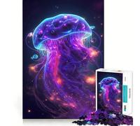 Puzzle da 1000 pezzi con meduse al neon per adolescenti, stimola la memoria, riduce lo stress, crea un disegno con bordi precisi e decora la parete (38x52cm)