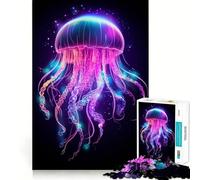 Puzzle da 1000 pezzi con meduse al neon per adulti e ragazzi, gioco di logica, divertimento rilassante, bordi affilati, regalo memorabile (38x52cm)