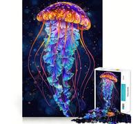 Puzzle da 1000 pezzi con meduse al neon per adulti, gioco di logica, rilassante e divertente, ideale come regalo di Babbo Natale (38x26cm)