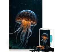 Puzzle da 1000 pezzi con meduse arancioni a pois per ragazzi, gioco rilassante, bordi netti, regalo di alta qualità (38x26cm)