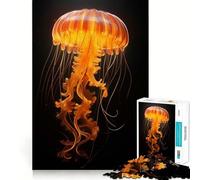 Puzzle da 1000 pezzi con meduse arancioni al neon per adolescenti, ideale per migliorare la memoria, hobby tranquillo, bordi precisi, regalo di compleanno (38x26cm)