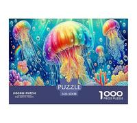 Puzzle da 1000 pezzi con meduse arcobaleno per decorazioni murali - Meduse psichedeliche, barriera corallina, adatto per la decompressione e come decorazione murale per adulti, 52x38 cm/1000 pezzi