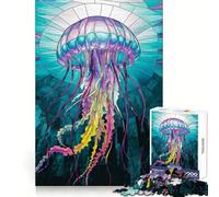 Puzzle da 1000 pezzi con meduse colorate in vetro colorato nelle profondità oceaniche ideale per ragazzi stimolante per la memoria cognitiva e per il relax con tagli netti e un regalo perfetto